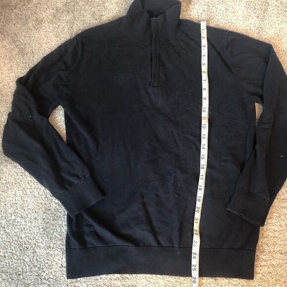 5/$15 SALE FRENCH CONNECTION Quarter Zip Utility Blue Sweater Large - Picture 13 of 16